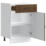 Casa si Gradina - Mobilier - Comode si corpuri - Corpuri bucatarie - Dulap de baza de bucatarie „Lucca” din lemn de stejar maro, mărime 50x46x81.5 cm, model 1x dulap inferior (1 ușă 1 sertar) - Infinity.ro