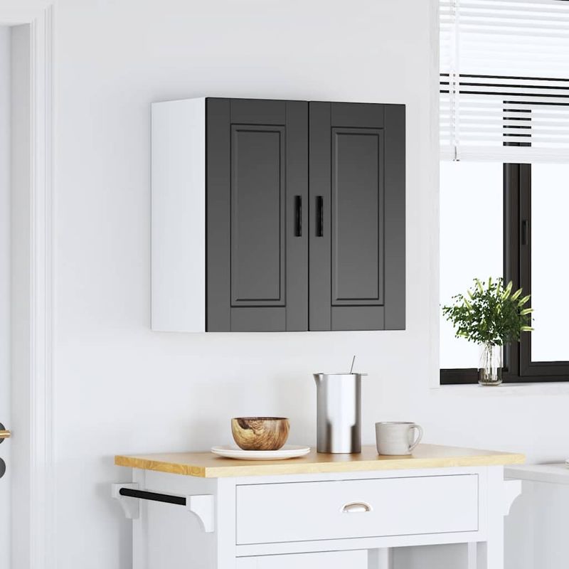 Casa si Gradina - Mobilier - Comode si corpuri - Corpuri bucatarie - Dulap de bucatarie „Porto” din lemn de lemn negru, model 1x dulap de perete (2 uși), mărime 60x31x60 cm - Infinity.ro