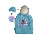Fashion, accesorii si bijuterii - Copii - Accesorii copii - Caciuli si palarii copii - Caciula cu 3 pompoane interschimbabile frozen RH4003 Albastru 52 cm - Infinity.ro