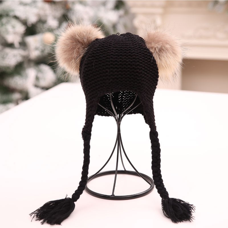 Fashion, accesorii si bijuterii - Copii - Accesorii copii - Caciuli si palarii copii - Caciulita Eva cu 2 pampoane Drool (Culoare: Roz) - Infinity.ro