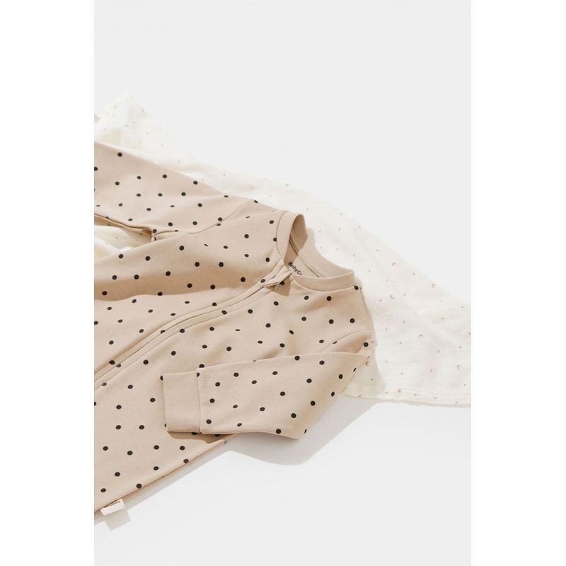 Fashion, accesorii si bijuterii - Copii - Imbracaminte copii - Salopete copii - Salopeta cu fermoar si buline Girafa, BabyCosy, 100% bumbac organic, Mink (Marime: 12-18 Luni) - Infinity.ro