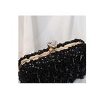 Fashion, accesorii si bijuterii - Femei - Accesorii femei - Genti si rucsacuri femei - Gentuta dama eleganta, clutch, cu margele si paiete negre, cu lantisor si maner auriu, 200x60x120mm - Infinity.ro
