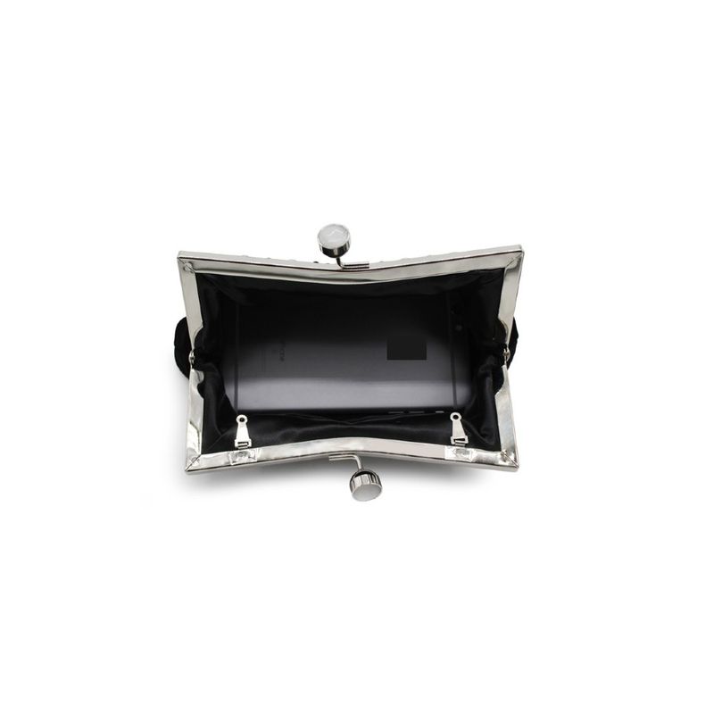 Fashion, accesorii si bijuterii - Femei - Accesorii femei - Genti si rucsacuri femei - Gentuta mica dama, eleganta, neagra, material catifelat, strasuri argintii, clutch, 220x50x100mm - Infinity.ro