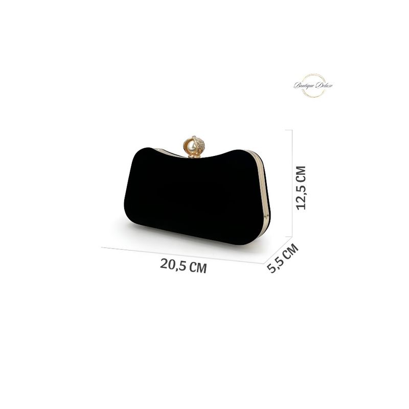 Fashion, accesorii si bijuterii - Femei - Accesorii femei - Genti si rucsacuri femei - Geanta Clutch Dama, Design Retro Elegant, Inchidere cu Perla, cu Lantisor, Incapatoare, Negru 20.5x12.5.x5.5 cm - Infinity.ro