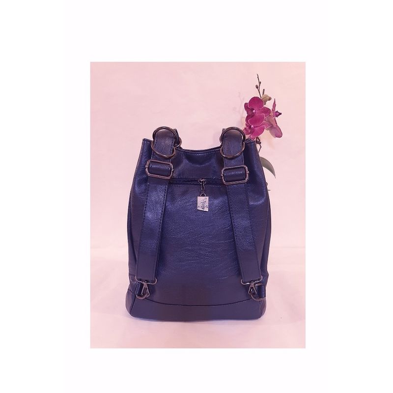 Fashion, accesorii si bijuterii - Femei - Accesorii femei - Genti si rucsacuri femei - Geanta dama, tip rucsac, marime medie, design modern, piele ecologica premium, eco-friendly, Bleumarine - Infinity.ro