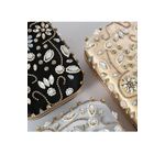 Fashion, accesorii si bijuterii - Femei - Accesorii femei - Genti si rucsacuri femei - Gentuta dama eleganta, neagra, cu pietre transparente si argintii, clutch, 200x55x115mm - Infinity.ro