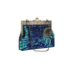 Fashion, accesorii si bijuterii - Femei - Accesorii femei - Genti si rucsacuri femei - Geanta mica de dama, eleganta, tip clutch, model paun, cu lantisor, design vintage, cu paiete, Multicolora - Infinity.ro