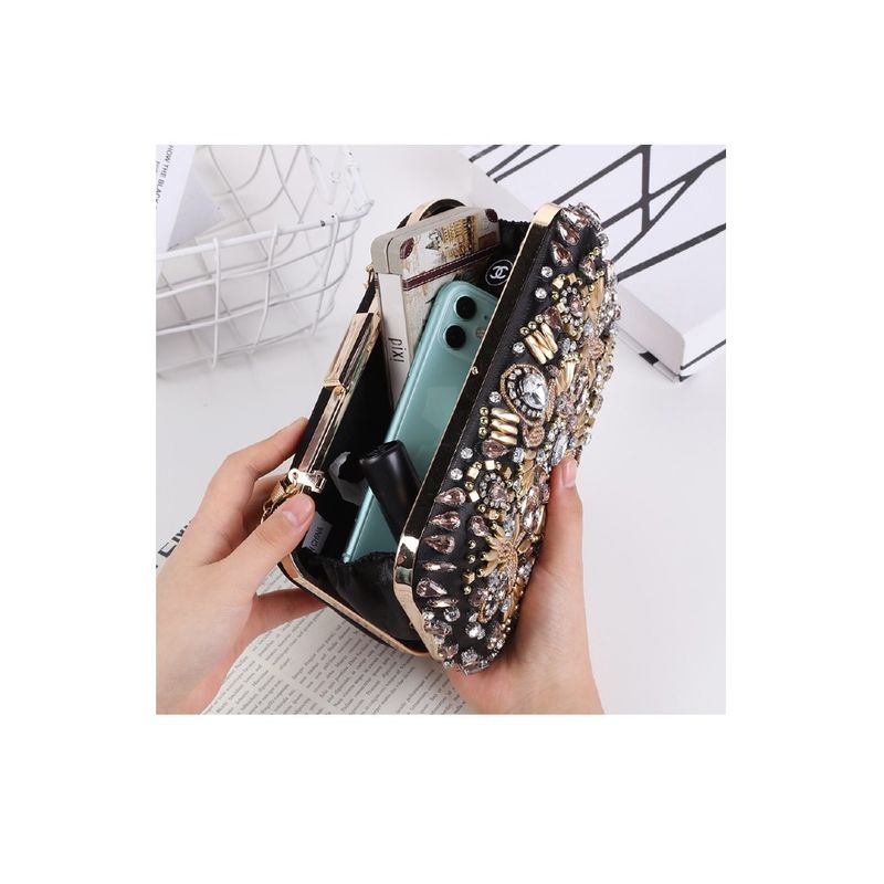 Fashion, accesorii si bijuterii - Femei - Accesorii femei - Genti si rucsacuri femei - Gentuta mica dama, eleganta, cu pietre multicolore, clutch, 155x90x40mm - Infinity.ro