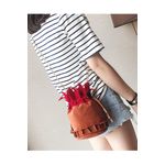 Fashion, accesorii si bijuterii - Femei - Accesorii femei - Genti si rucsacuri femei - Gentuta dama, medie, stil corean, piele intoarsa ecologica premium, forma ananas, fond caramiziu - Infinity.ro