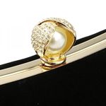 Fashion, accesorii si bijuterii - Femei - Accesorii femei - Genti si rucsacuri femei - Geanta mica dama, design elegant, tip clutch, inchidere cu perla, cu lantisor, incapatoare, Negru - Infinity.ro