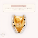 Fashion, accesorii si bijuterii - Femei - Accesorii femei - Genti si rucsacuri femei - Geanta Mica de Dama, Design Elegant, Tip Clutch, cu Aplicatii de Pietre Multicolore si Lantisor, Incapatoare, Aurie - Infinity.ro