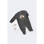 Fashion, accesorii si bijuterii - Copii - Imbracaminte copii - Salopete copii - Salopeta Curcubeu cu maneca lunga si botosei din 80%bumbac organic si 20% poliester - Antracit, BabyCosy (Marime: 3-6 Luni) - Infinity.ro