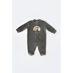 Fashion, accesorii si bijuterii - Copii - Imbracaminte copii - Salopete copii - Salopeta Curcubeu cu maneca lunga si botosei din 80%bumbac organic si 20% poliester - Antracit, BabyCosy (Marime: 3-6 Luni) - Infinity.ro