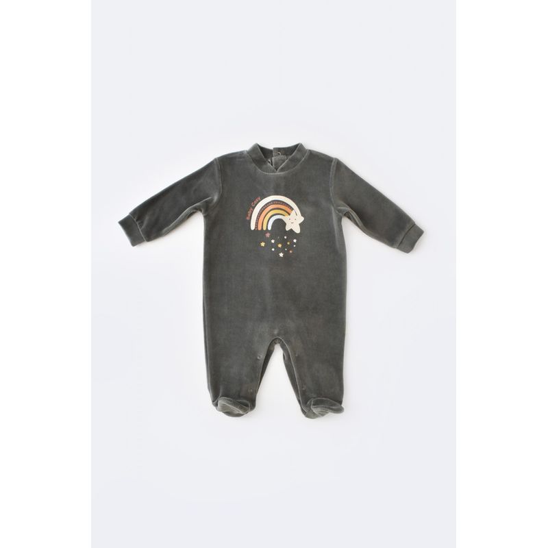 Fashion, accesorii si bijuterii - Copii - Imbracaminte copii - Salopete copii - Salopeta Curcubeu cu maneca lunga si botosei din 80%bumbac organic si 20% poliester - Antracit, BabyCosy (Marime: 3-6 Luni) - Infinity.ro