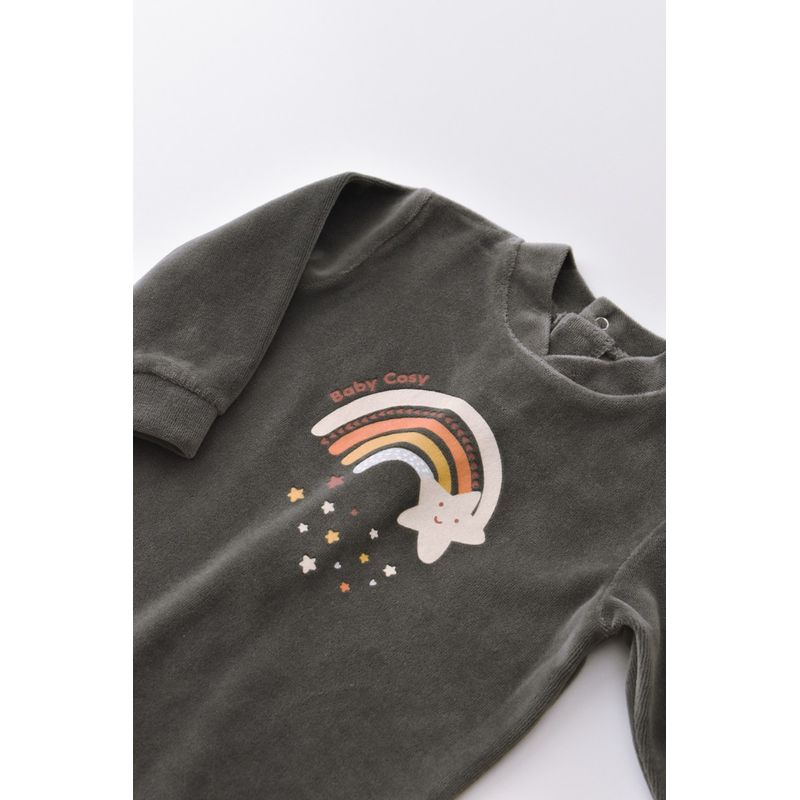 Fashion, accesorii si bijuterii - Copii - Imbracaminte copii - Salopete copii - Salopeta Curcubeu cu maneca lunga si botosei din 80%bumbac organic si 20% poliester - Antracit, BabyCosy (Marime: 3-6 Luni) - Infinity.ro
