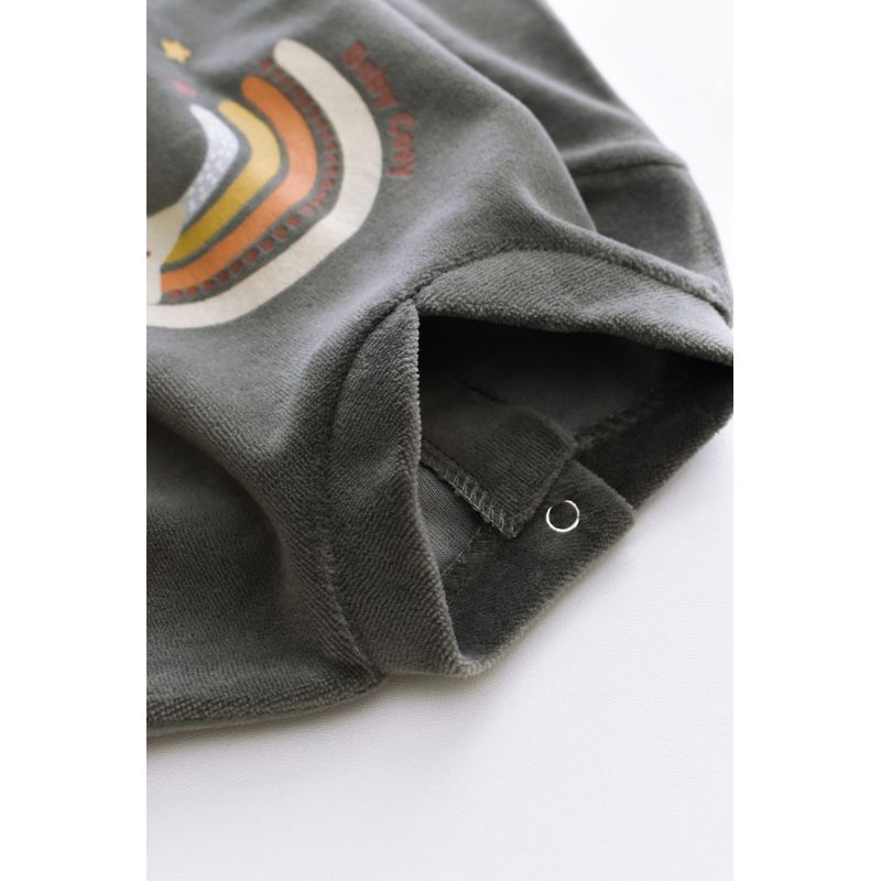Fashion, accesorii si bijuterii - Copii - Imbracaminte copii - Salopete copii - Salopeta Curcubeu cu maneca lunga si botosei din 80%bumbac organic si 20% poliester - Antracit, BabyCosy (Marime: 3-6 Luni) - Infinity.ro