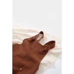Fashion, accesorii si bijuterii - Copii - Imbracaminte copii - Salopete copii - Salopeta de vara cu pantaloni lungi din muselina, BabyCosy, 100%bumbac, caramiziu (Marime: 12-18 Luni) - Infinity.ro