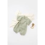 Fashion, accesorii si bijuterii - Copii - Imbracaminte copii - Salopete copii - Salopeta petrecuta din muselina, BabyCosy, 100% bumbac organic, Verde (Marime: 6-9 luni) - Infinity.ro