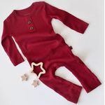 Fashion, accesorii si bijuterii - Copii - Imbracaminte copii - Salopete copii - Salopeta cu maneca lunga si pantaloni lungi din bumbac organic si modal - Rosu BabyCosy (Marime: 3-6 Luni) - Infinity.ro
