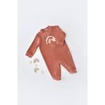Fashion, accesorii si bijuterii - Copii - Imbracaminte copii - Salopete copii - Salopeta Curcubeu cu maneca lunga si botosei din 80%bumbac organic si 20% poliester - Caramiziu, BabyCosy (Marime: 3-6 Luni) - Infinity.ro