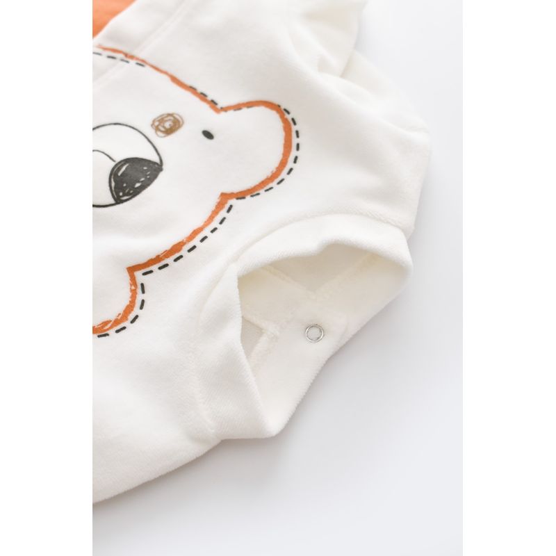 Fashion, accesorii si bijuterii - Copii - Imbracaminte copii - Salopete copii - Salopeta Ursulet cu maneca lunga si botosei din 80%bumbac organic si 20% poliester - Portocaliu, BabyCosy (Marime: 3-6 Luni) - Infinity.ro