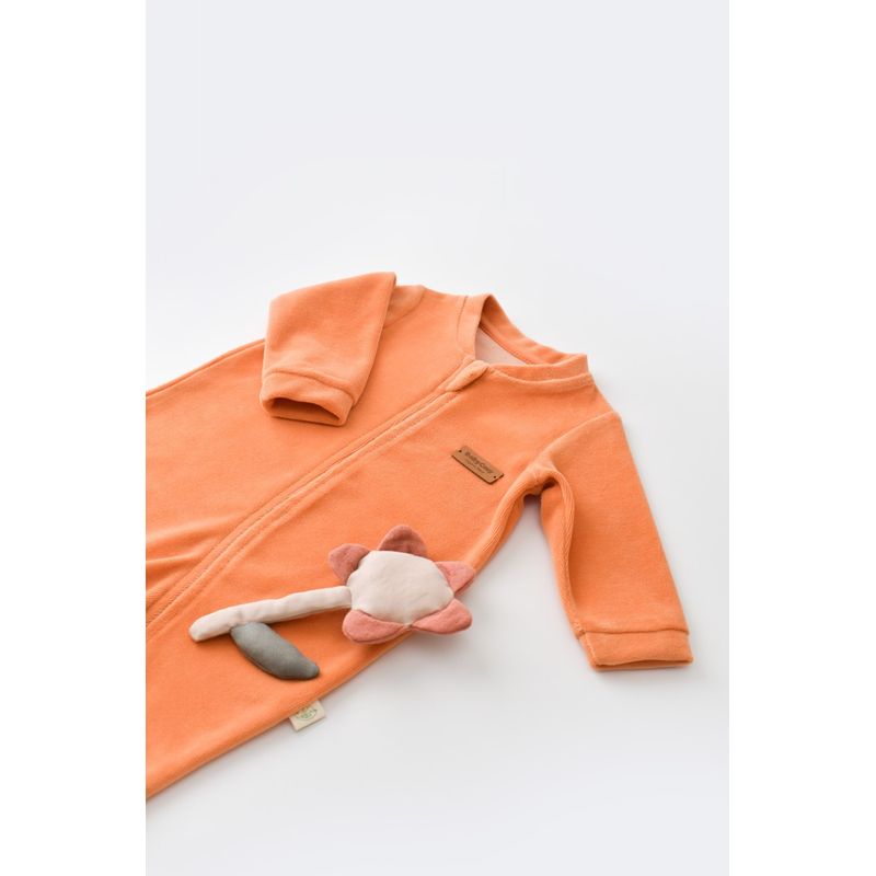 Fashion, accesorii si bijuterii - Copii - Imbracaminte copii - Salopete copii - Salopeta cu maneca lunga si fermoar din 80%bumbac organic si 20% poliester - Portocaliu, BabyCosy (Marime: 12-18 Luni) - Infinity.ro