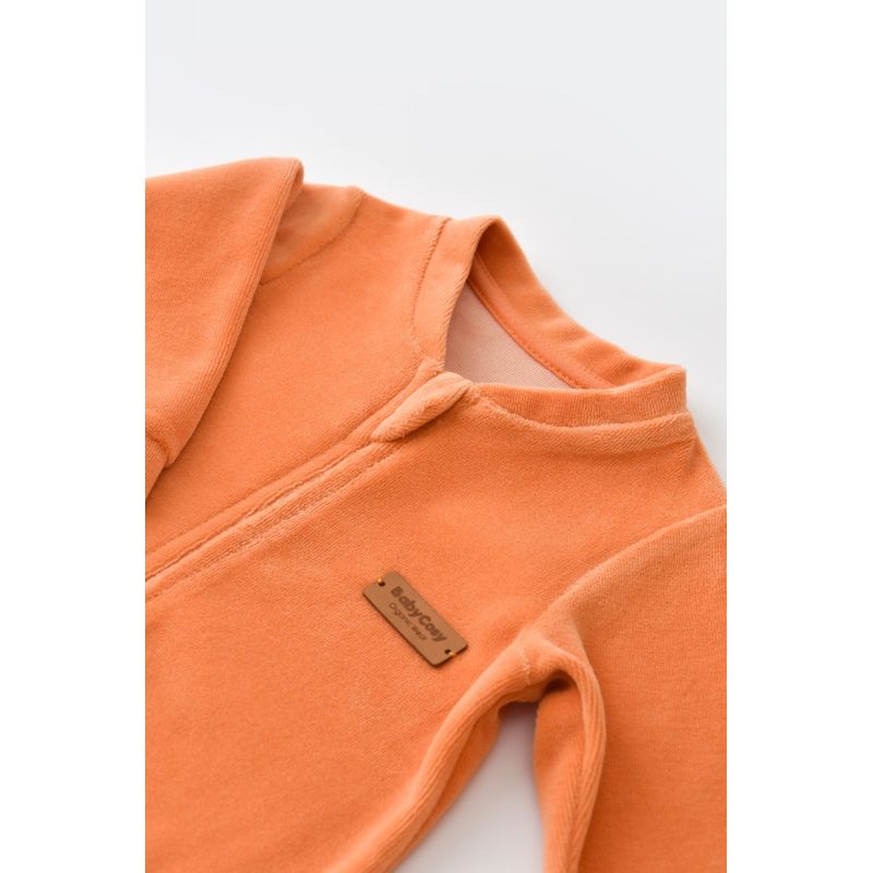 Fashion, accesorii si bijuterii - Copii - Imbracaminte copii - Salopete copii - Salopeta cu maneca lunga si fermoar din 80%bumbac organic si 20% poliester - Portocaliu, BabyCosy (Marime: 12-18 Luni) - Infinity.ro