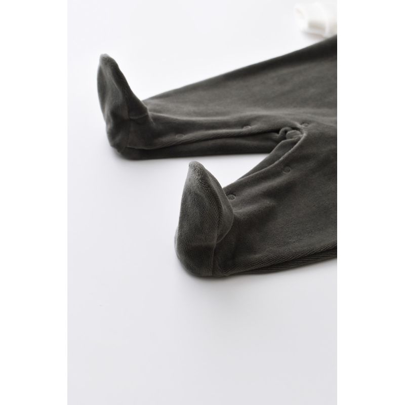 Fashion, accesorii si bijuterii - Copii - Imbracaminte copii - Salopete copii - Salopeta Ursulet cu maneca lunga si botosei din 80%bumbac organic si 20% poliester - Antracit, BabyCosy (Marime: 6-9 luni) - Infinity.ro