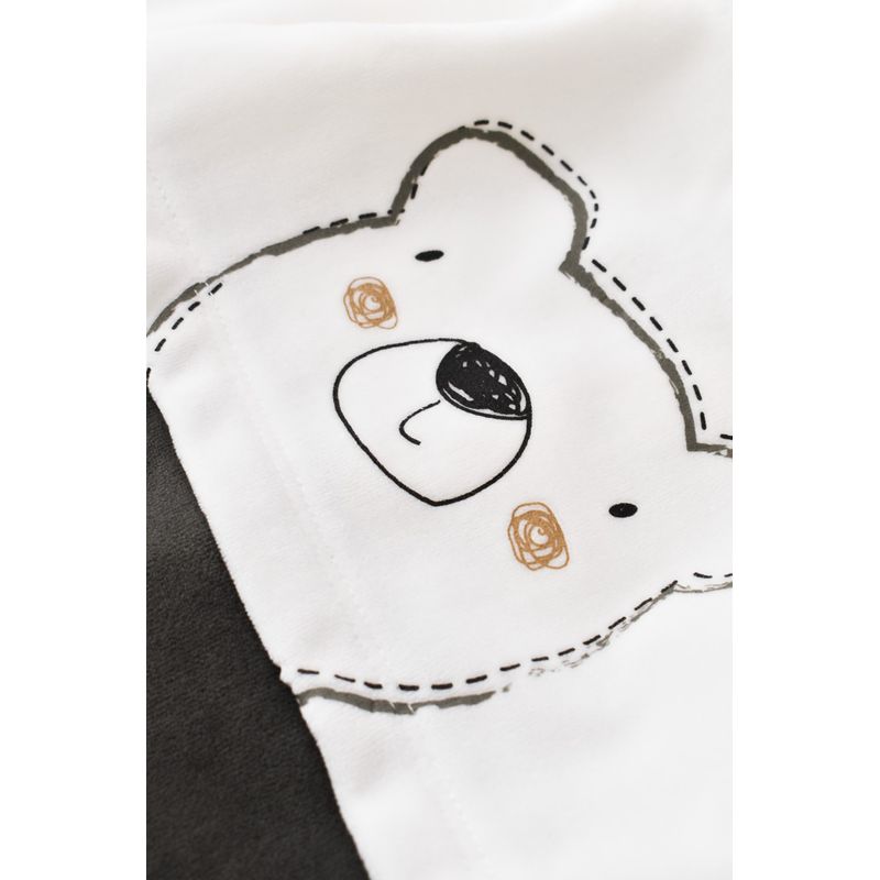 Fashion, accesorii si bijuterii - Copii - Imbracaminte copii - Salopete copii - Salopeta Ursulet cu maneca lunga si botosei din 80%bumbac organic si 20% poliester - Antracit, BabyCosy (Marime: 6-9 luni) - Infinity.ro