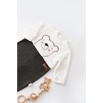 Fashion, accesorii si bijuterii - Copii - Imbracaminte copii - Salopete copii - Salopeta Ursulet cu maneca lunga si botosei din 80%bumbac organic si 20% poliester - Antracit, BabyCosy (Marime: 6-9 luni) - Infinity.ro