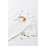 Fashion, accesorii si bijuterii - Copii - Imbracaminte copii - Salopete copii - Salopeta Curcubeu cu maneca lunga si botosei din 80%bumbac organic si 20% poliester - Ecru, BabyCosy (Marime: 6-9 luni) - Infinity.ro