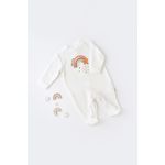 Fashion, accesorii si bijuterii - Copii - Imbracaminte copii - Salopete copii - Salopeta Curcubeu cu maneca lunga si botosei din 80%bumbac organic si 20% poliester - Ecru, BabyCosy (Marime: 6-9 luni) - Infinity.ro
