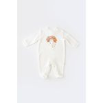 Fashion, accesorii si bijuterii - Copii - Imbracaminte copii - Salopete copii - Salopeta Curcubeu cu maneca lunga si botosei din 80%bumbac organic si 20% poliester - Ecru, BabyCosy (Marime: 6-9 luni) - Infinity.ro