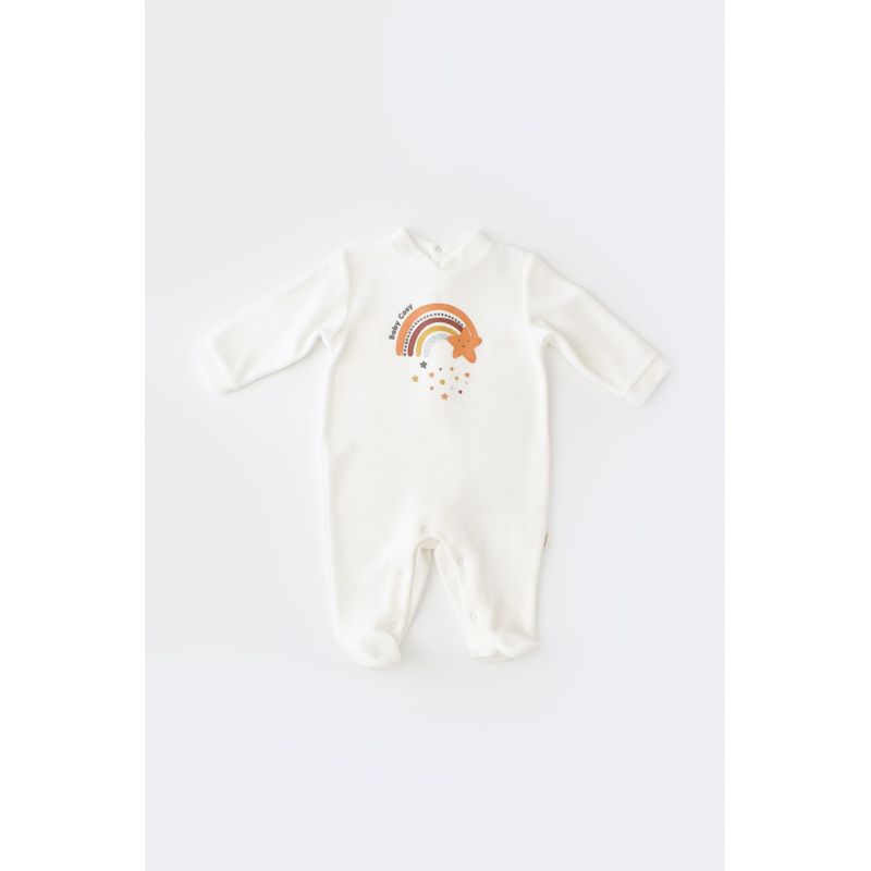 Fashion, accesorii si bijuterii - Copii - Imbracaminte copii - Salopete copii - Salopeta Curcubeu cu maneca lunga si botosei din 80%bumbac organic si 20% poliester - Ecru, BabyCosy (Marime: 6-9 luni) - Infinity.ro