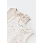 Fashion, accesorii si bijuterii - Copii - Imbracaminte copii - Body-uri copii - Set 2 body-uri fara maneci bebe unisex -100% bumbac organic - Ecru cu buline, BabyCosy (Marime: 6-9 luni) - Infinity.ro