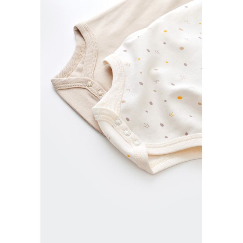 Fashion, accesorii si bijuterii - Copii - Imbracaminte copii - Body-uri copii - Set 2 body-uri fara maneci bebe unisex -100% bumbac organic - Ecru cu buline, BabyCosy (Marime: 6-9 luni) - Infinity.ro