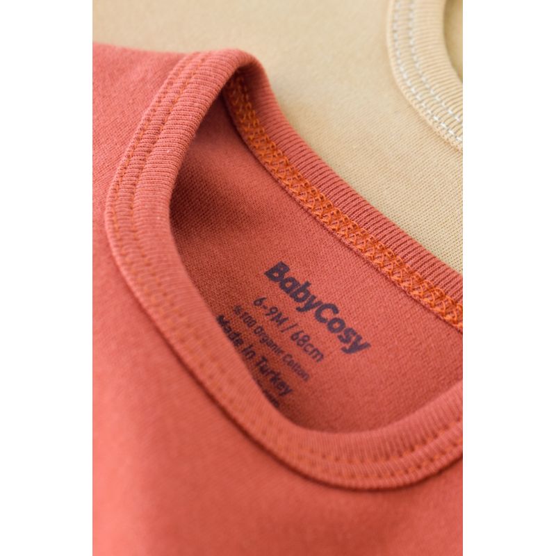 Fashion, accesorii si bijuterii - Copii - Imbracaminte copii - Body-uri copii - Set 2 body-uri bebe unisex -100% bumbac organic - Mustar/ Scortisoara, BabyCosy (Marime: 6-9 luni) - Infinity.ro