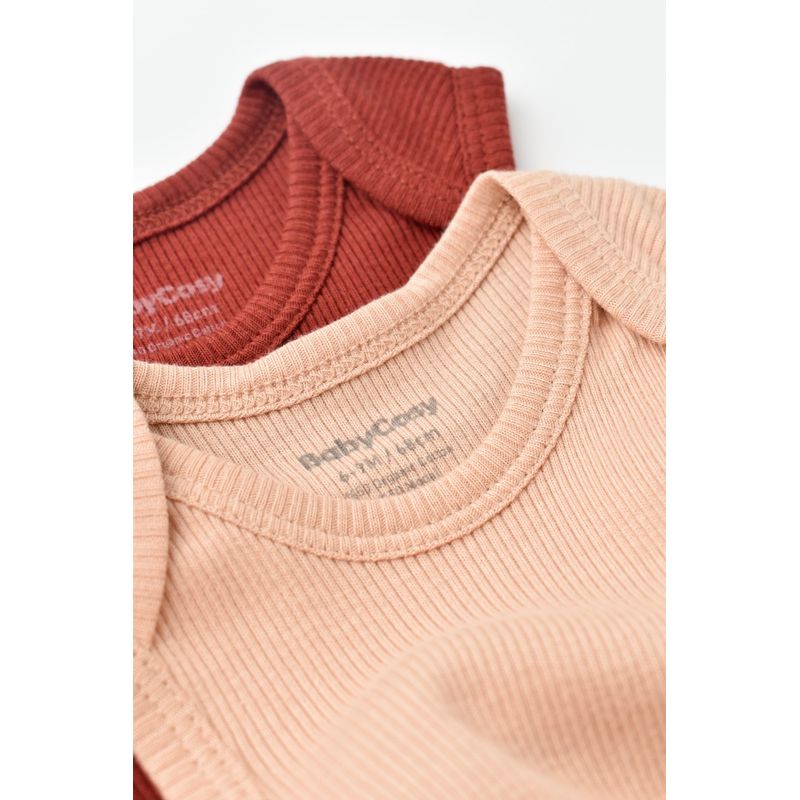 Fashion, accesorii si bijuterii - Copii - Imbracaminte copii - Body-uri copii - Set 2 body-uri fara maneci bebe unisex din bumbac organic si modal - Caramiziu/Somon, BabyCosy (Marime: 3-6 Luni) - Infinity.ro