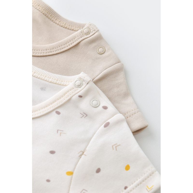 Fashion, accesorii si bijuterii - Copii - Imbracaminte copii - Body-uri copii - Set 2 body-uri bebe unisex -100% bumbac organic - Ecru cu buline, BabyCosy (Marime: 3-6 Luni) - Infinity.ro
