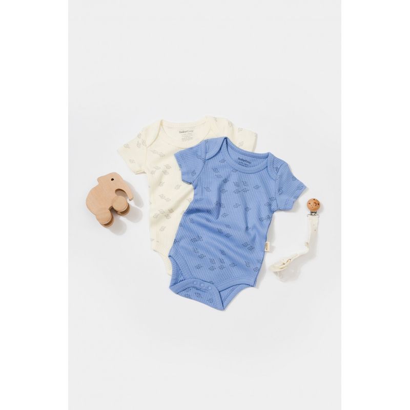 Fashion, accesorii si bijuterii - Copii - Imbracaminte copii - Body-uri copii - Set 2 body-uri Printed, BabyCosy, 50% modal+50% bumbac, Ecru/Lavanda (Marime: 3-6 Luni) - Infinity.ro