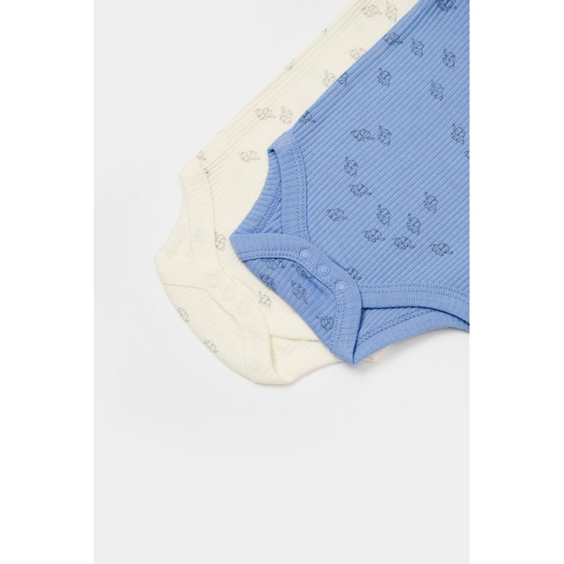 Fashion, accesorii si bijuterii - Copii - Imbracaminte copii - Body-uri copii - Set 2 body-uri Printed, BabyCosy, 50% modal+50% bumbac, Ecru/Lavanda (Marime: 3-6 Luni) - Infinity.ro