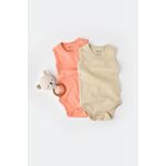 Fashion, accesorii si bijuterii - Copii - Imbracaminte copii - Body-uri copii - Set 2 body-uri fara maneci bebe unisex -100% bumbac organic - Roz/Crem, BabyCosy (Marime: 9-12 luni) - Infinity.ro