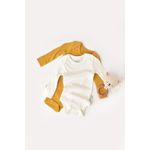 Fashion, accesorii si bijuterii - Copii - Imbracaminte copii - Body-uri copii - Set 2 body-uri cu maneca lunga bebe unisex din bumbac organic si modal - Mustar/Ecru, BabyCosy (Marime: 18-24 Luni) - Infinity.ro