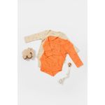 Fashion, accesorii si bijuterii - Copii - Imbracaminte copii - Body-uri copii - Set 2 body-uri cu maneca lunga Printed, BabyCosy, 50% modal+50% bumbac, Stone/Apricot (Marime: 18-24 Luni) - Infinity.ro