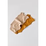 Fashion, accesorii si bijuterii - Copii - Imbracaminte copii - Body-uri copii - Set de 2 body-uri fara maneci din bumbac organic si modal - Mustar/Somon BabyCosy (Marime: 12-18 Luni) - Infinity.ro