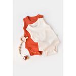 Fashion, accesorii si bijuterii - Copii - Imbracaminte copii - Body-uri copii - Set 2 body-uri fara maneci bebe unisex -100% bumbac organic -Scortisoara/Ecru, BabyCosy (Marime: 12-18 Luni) - Infinity.ro