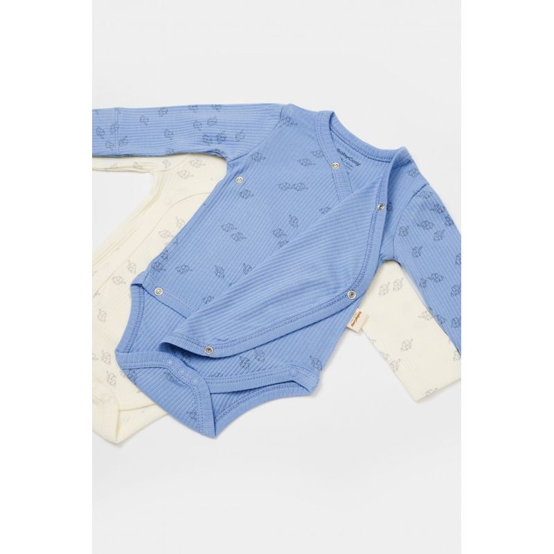 Fashion, accesorii si bijuterii - Copii - Imbracaminte copii - Body-uri copii - Set 2 body-uri petrecute Printed, BabyCosy, 50% modal+50% bumbac, Ecru/Lavanda (Marime: 3-6 Luni) - Infinity.ro