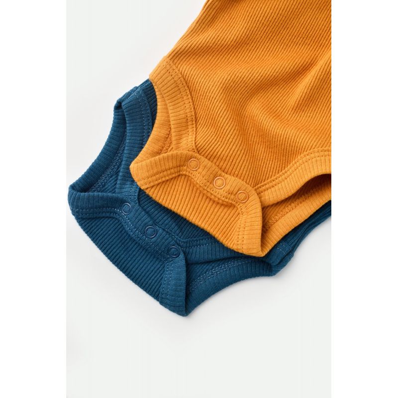Fashion, accesorii si bijuterii - Copii - Imbracaminte copii - Body-uri copii - Set 2 body-uri bebe unisex din bumbac organic si modal - Bleumarin/Sofran, BabyCosy (Marime: 18-24 Luni) - Infinity.ro