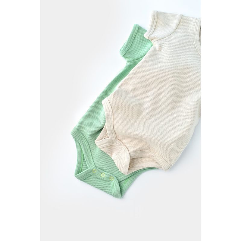 Fashion, accesorii si bijuterii - Copii - Imbracaminte copii - Body-uri copii - Set 2 body-uri bebe unisex -100% bumbac organic - Mint/Stone, BabyCosy (Marime: 6-9 luni) - Infinity.ro