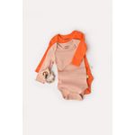 Fashion, accesorii si bijuterii - Copii - Imbracaminte copii - Body-uri copii - Set 2 body-uri cu maneca lunga bebe unisex din bumbac organic si modal - Rodie/Piersica, BabyCosy (Marime: 12-18 Luni) - Infinity.ro